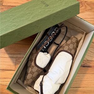 Gucci Beige and Brown Monogram Shoes